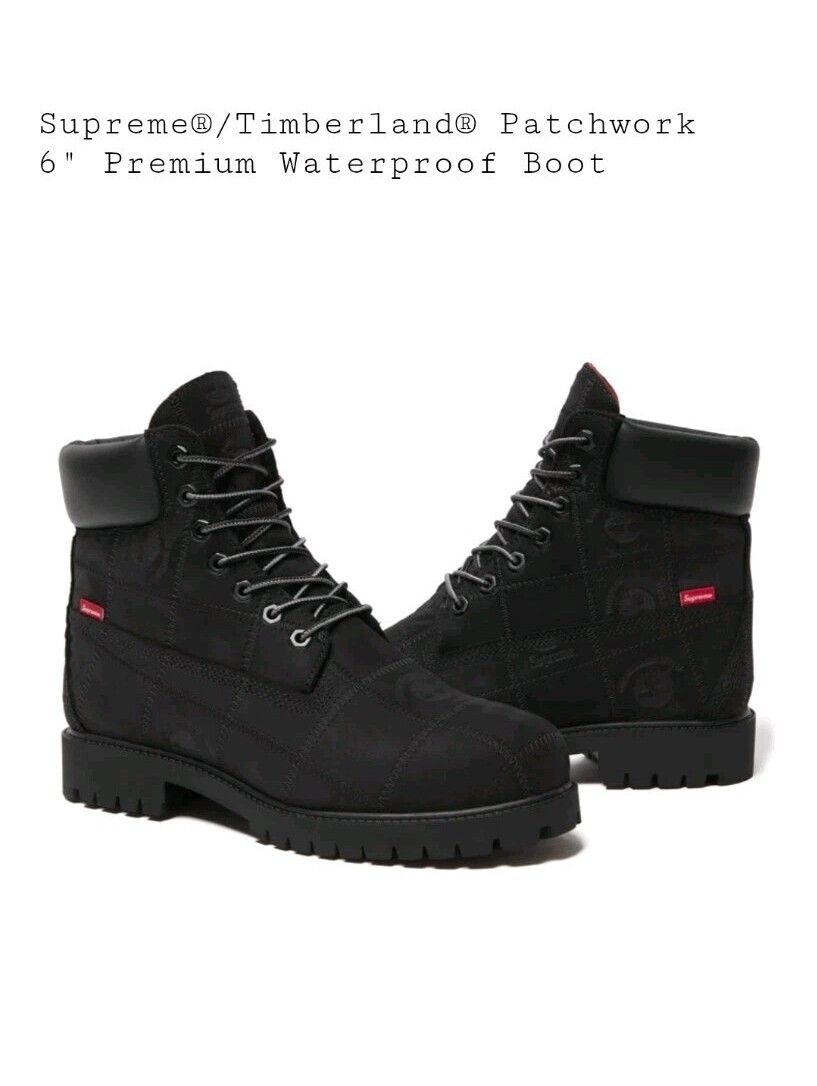 Supreme Timberland Patchwork 6 Inch Premium Boot Black Size 8m In Hand